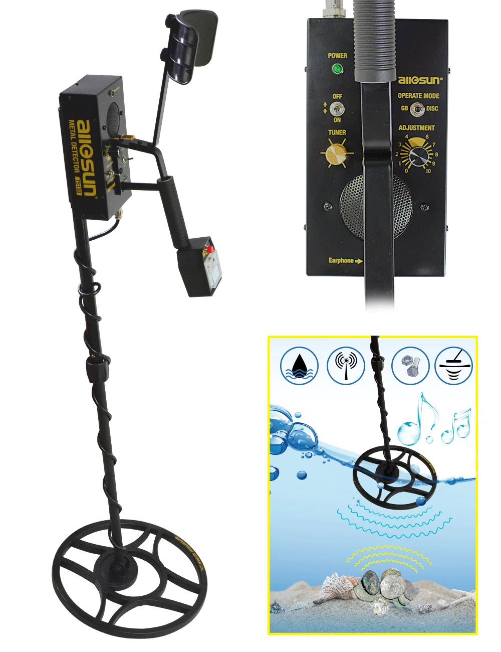 Adjustable Stem Underground Metal Detector Waterproof Coil LCD Display 1.5m Max Depth Adult Detector view 5