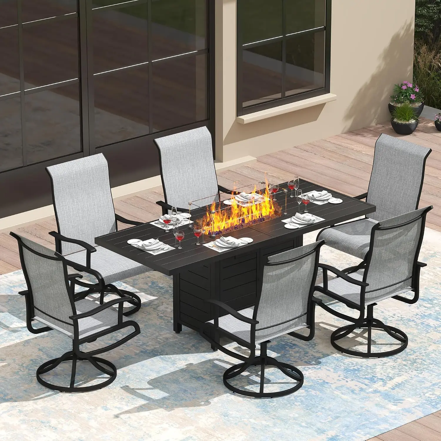 7 Pieces Patio Furniture Set w/ 60