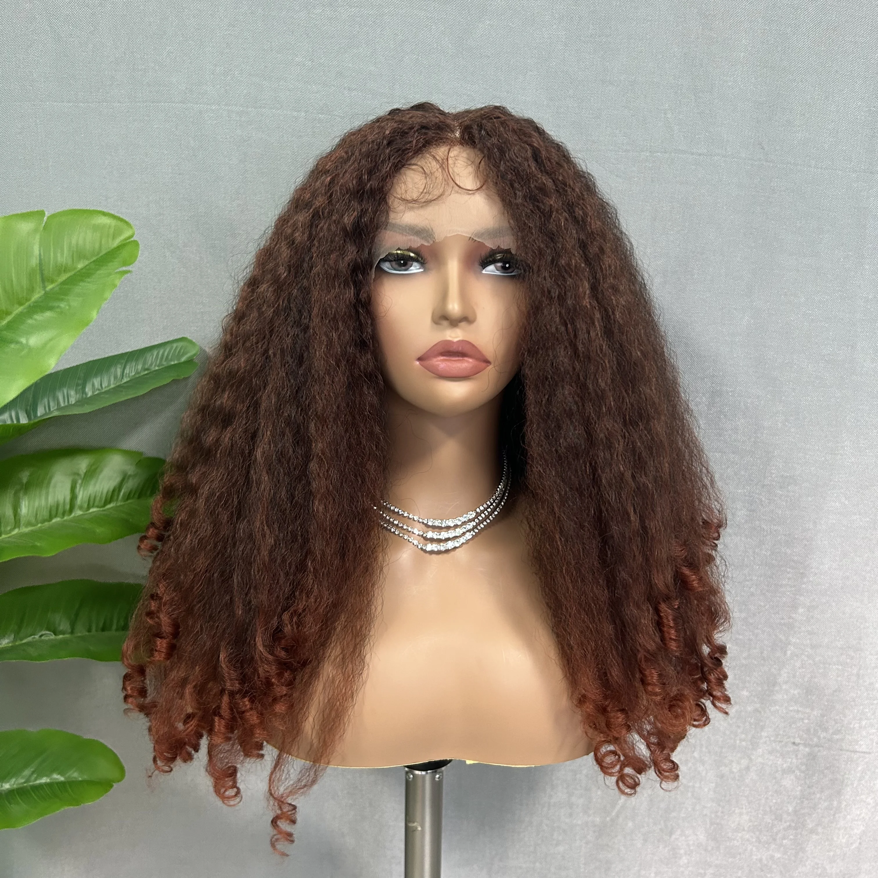 SOKU Highlight Synthetic Lace Wig Pre-plucked Bouncy Curly HairT Part Transparent Lace Wigs Black Women 20 Inch Daily Use