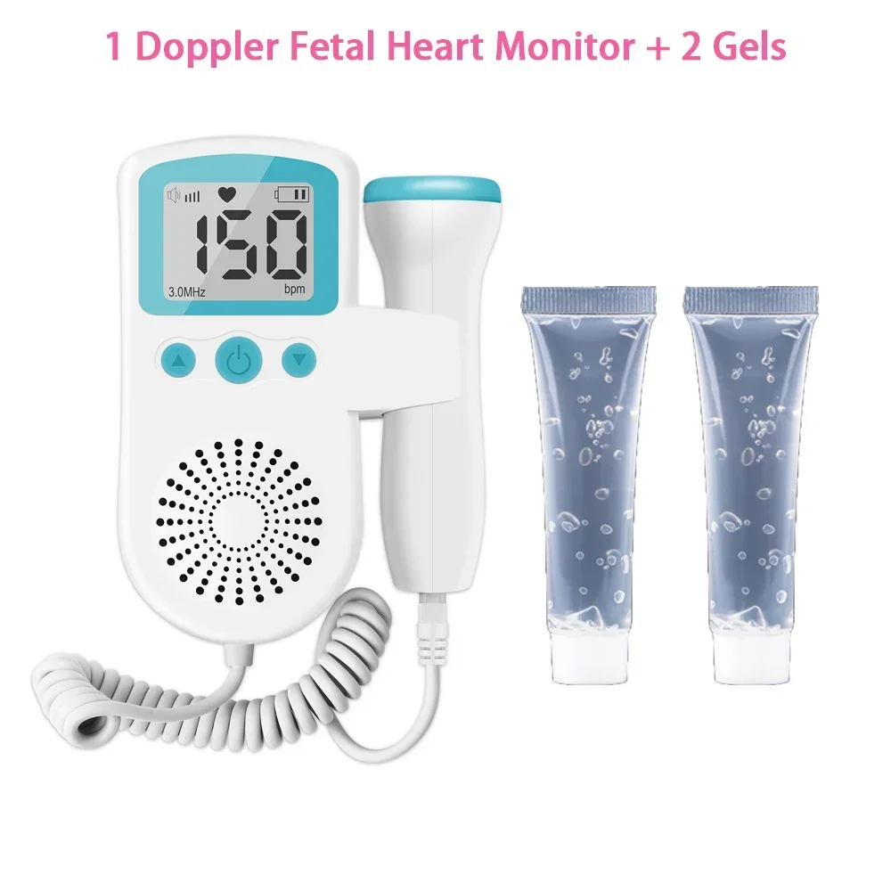 Doppler fetale Herzfrequenz messer & Gel Herzschlag Schwangerschaft Baby fetale Schall Herzfrequenz detektor keine Strahlung LCD-Kurve Anzeige