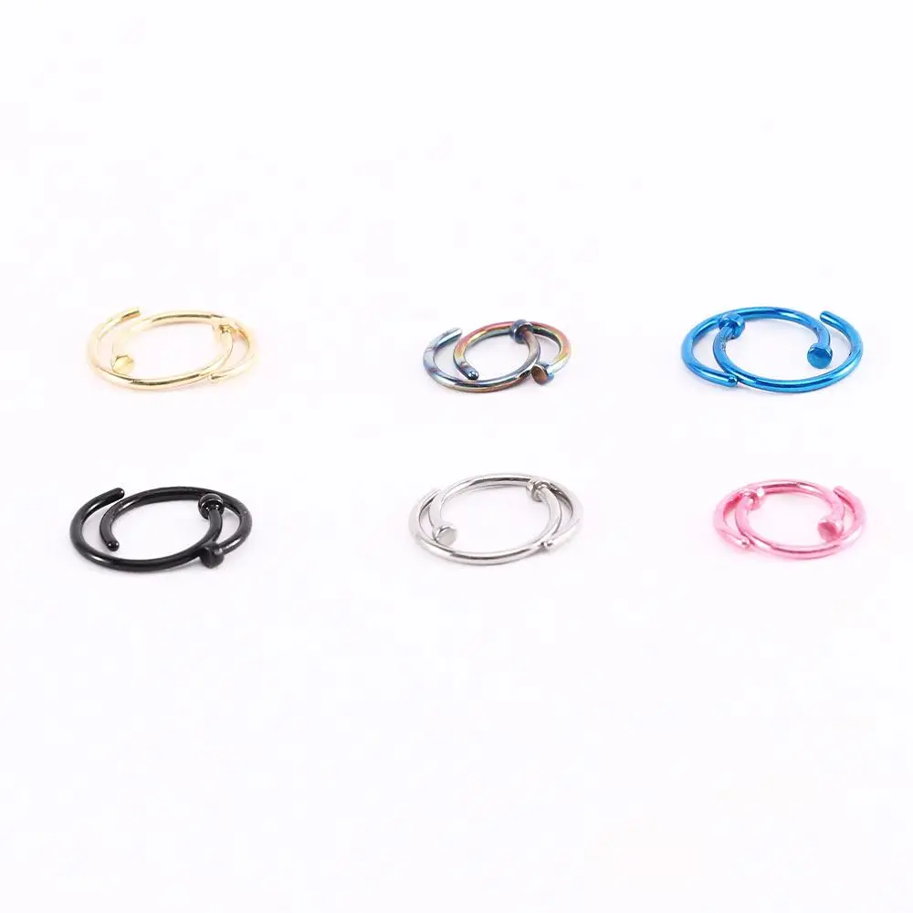 10 Pcs Punk Stud Earrings Stainless Steel C Shape For Women Circular Jewelry Body Piercing Lip Rings Nose Rings