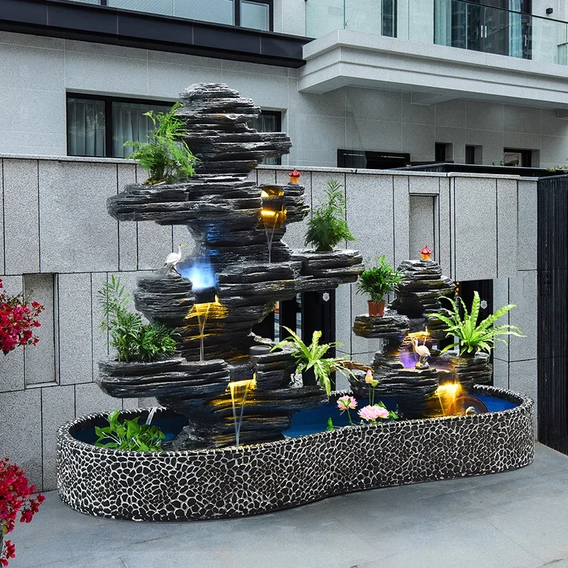 Melaleuca stone large rockery flowing water fountain courtyard hotel lobby landscaping ornament