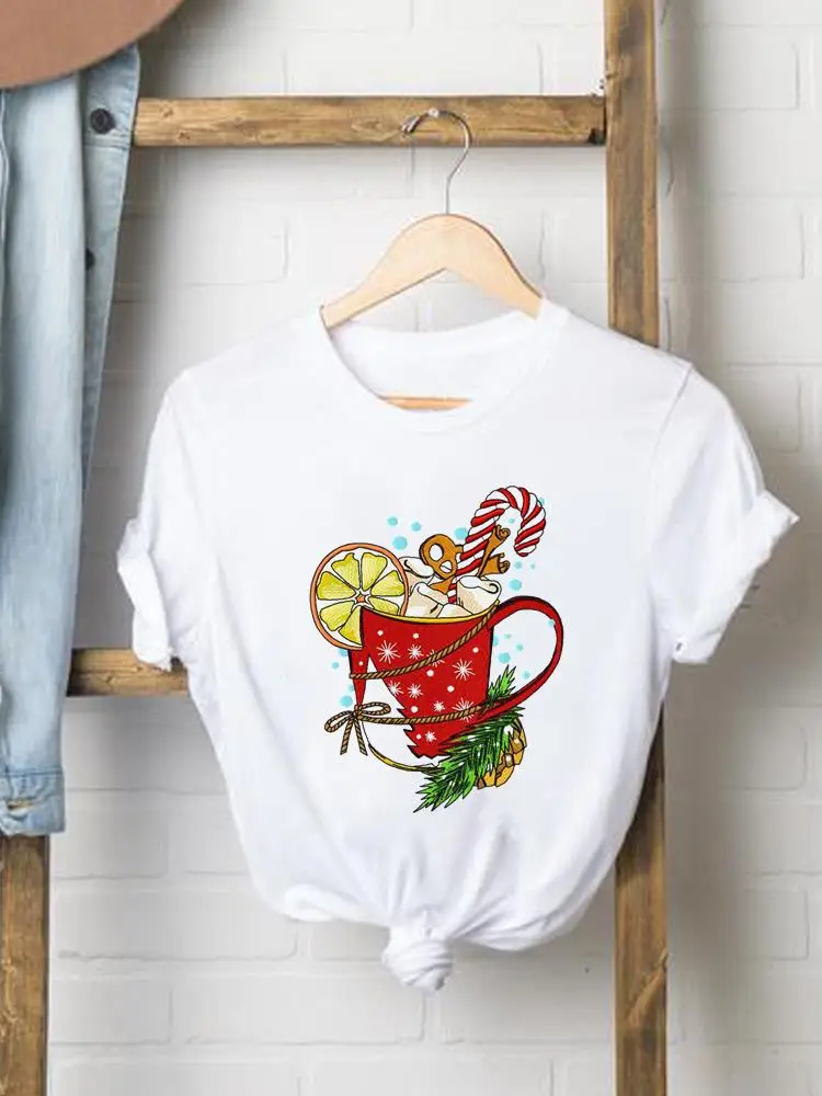 

Christmas New Year Women Clothes O-neck Graphic Sweet 90s Winter Season Fashion Prints T-shirt Lady Casual Female Shirt Tee