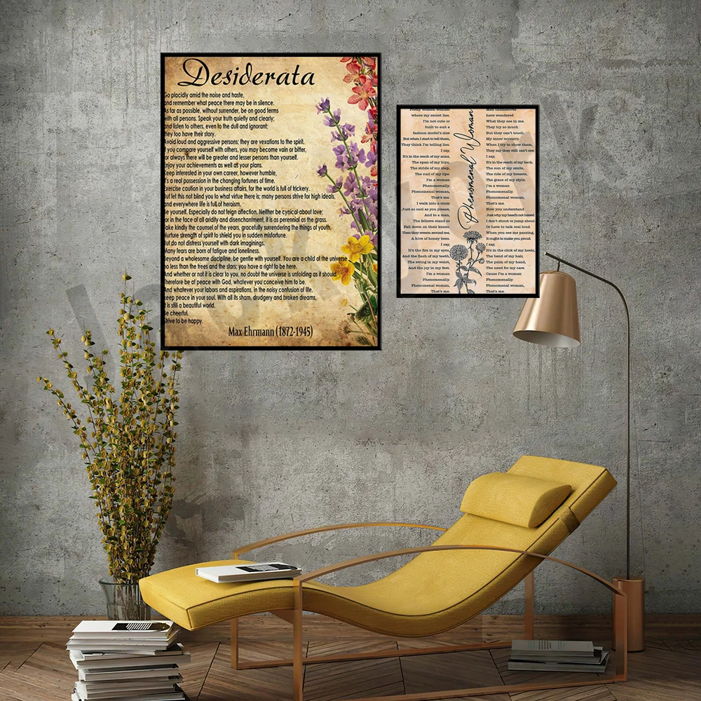 Desiderata Posters, Max Ehrmann Inspirational Poetry Prints, Literary Posters, Extraordinary Women Feminism Vintage Posters