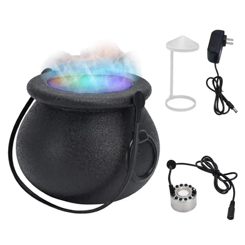 Halloween Cauldron With Mist Halloween Scary Witch Cauldron With Fog Haunted House Props Seasonal Decors 12 Colors Changing