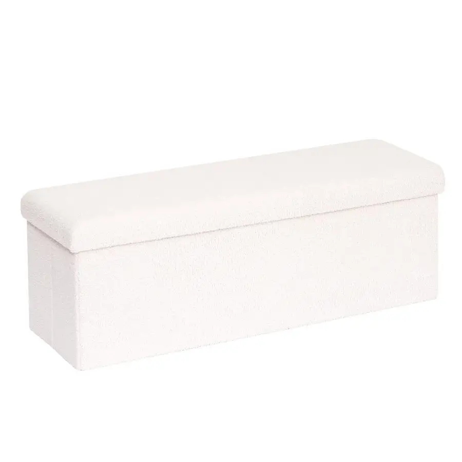 

Folding Storage Ottoman Bench, Upholstered Sherpa Ottoman, Large Storage Chest Footrest Footstool with Lids, Entryway Bench for