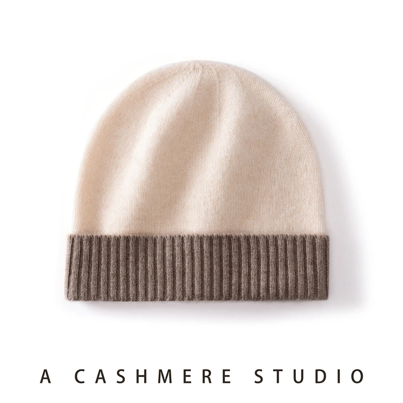 

100% Pure Cashmere Unisex Knitted Bean Hat Warm Fashionable New Style Popular Choice for Men And Women