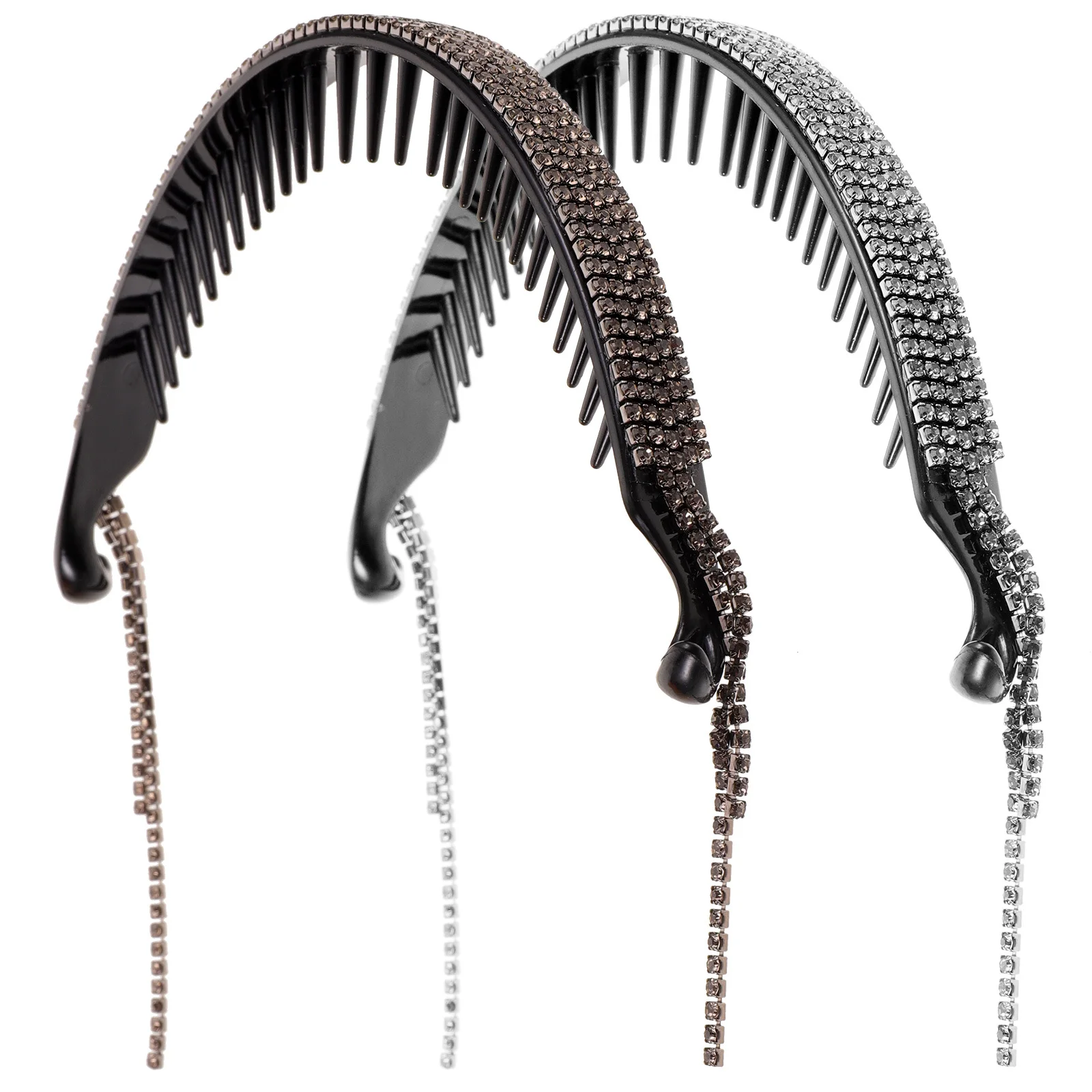 

2 шт., зажим для булочки с кисточками, стразы, заколки для волос для густых вьющихся волос, свадебная вечеринка, выпускной, блестящий держатель для хвоста, круглый