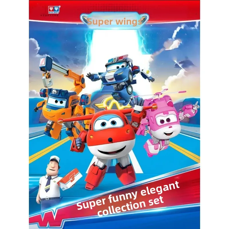 AULDEY Nuevo juego de mini hangar Super Wings |   Juguete transformable 2 en 1 para niños y niñas, tamaño compacto de 15 cm, escena de juego portátil, oficial