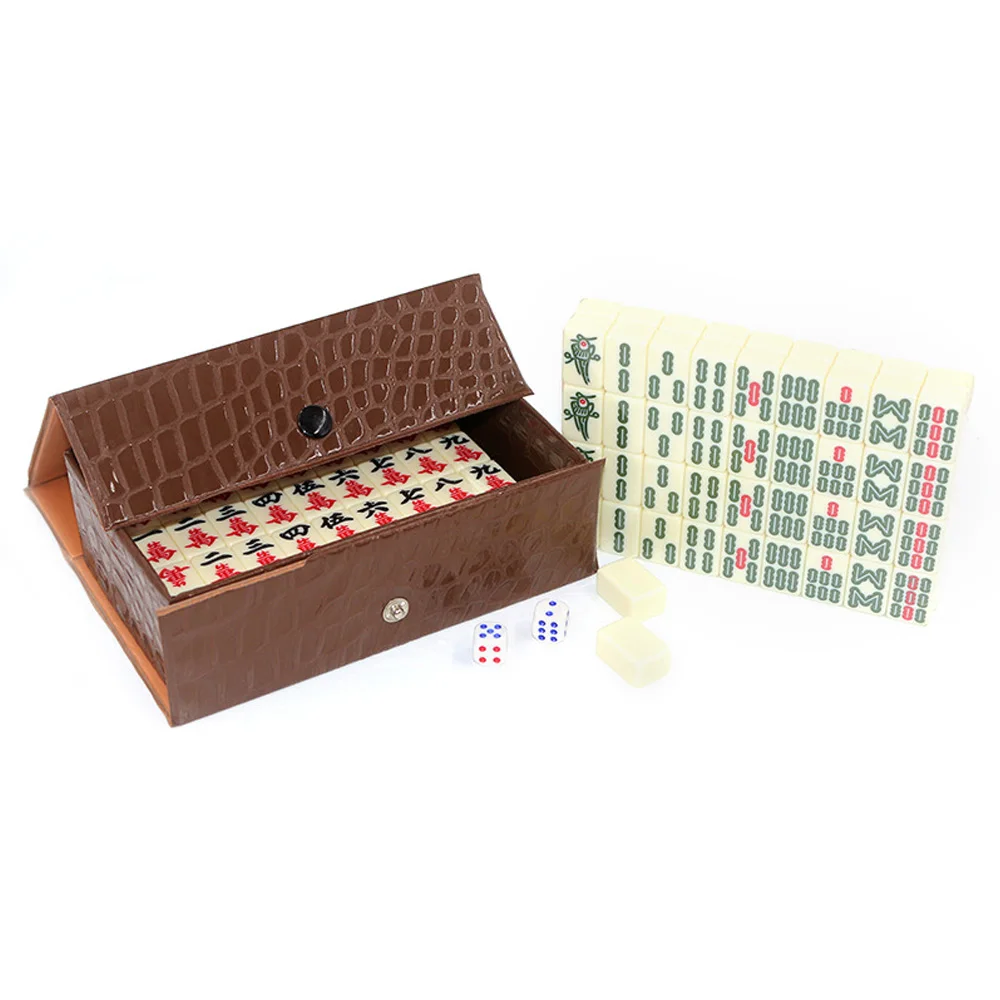 

Chinese Mahjong Game Set 144 White Engraved Mini Tiles for Family Gathering for Chinese Style Board Game Family Leisure Time