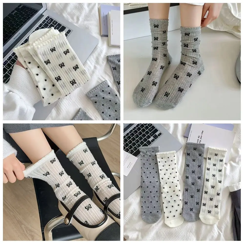 얇고 달콤한 스타킹, 통기성 나비매듭 양말, Y2K 용수철, 여름 코튼 양말, 신제품