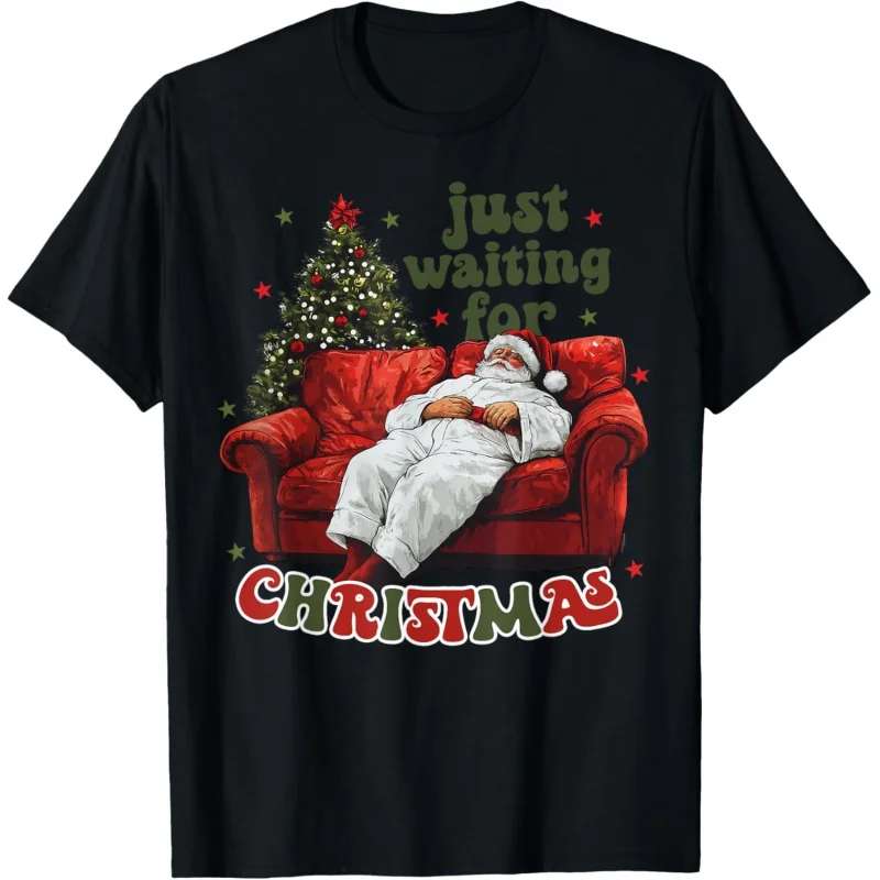 

Just Waiting For Christmas Xmas Trump Pajamas Santa Holiday T-Shirt