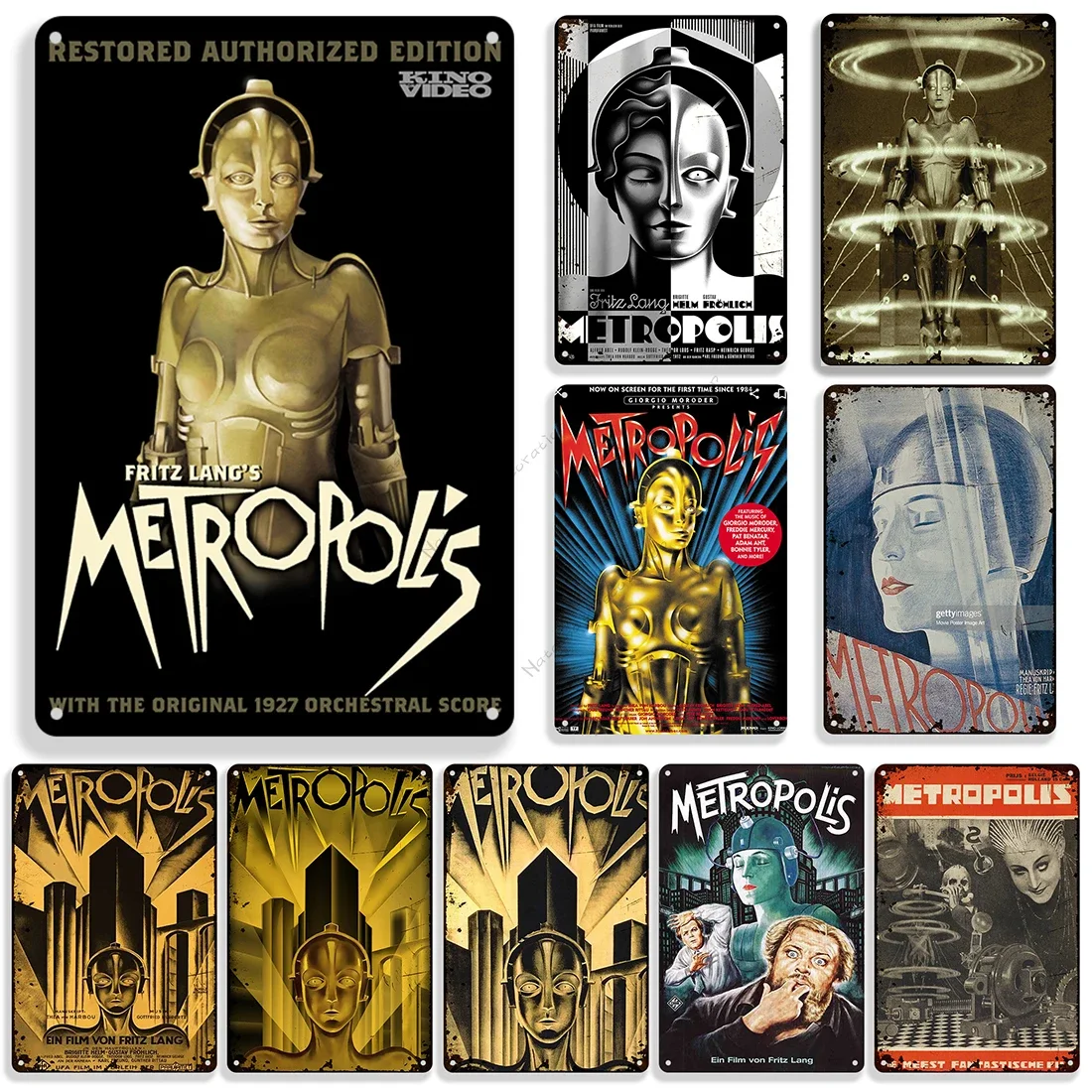 Classic Movie Poster Metropolis Retro Metal Sign Decorative Sign Cinema Theater Bar Home Cafe Wall Decor Vintage Metal Plaque