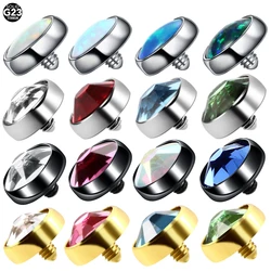 1Pc G23 Titanium CZ Crystal Micro Dermal Piercing 3/4/5/7mm Dermal Anchor Surface Piercings Opal Skin Diver Bases Body Jewelry