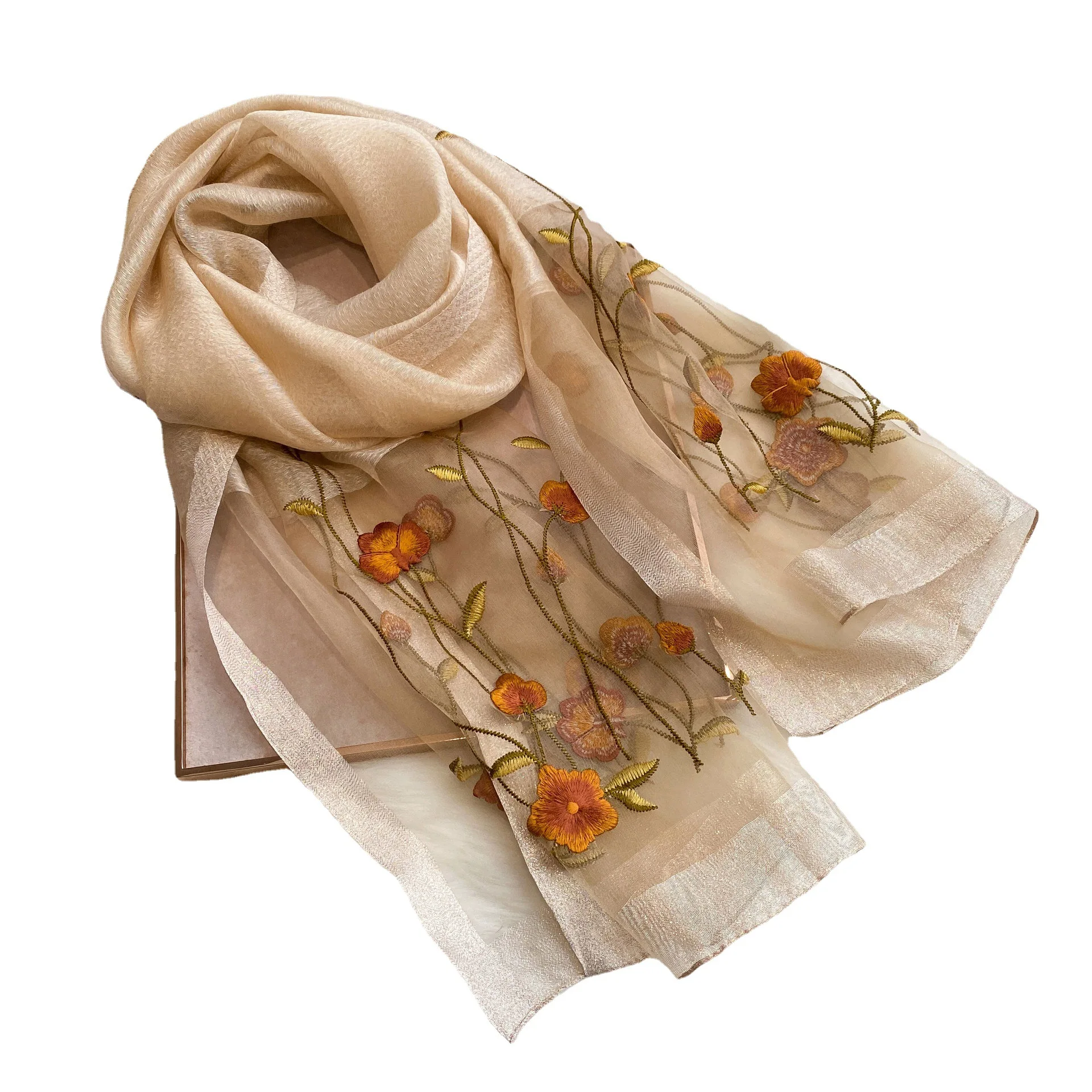 Beach Headscarf Women solid Scarf Silk Wool Embroidery Floral Female Thin Foulard Bufanda Hijab Shawls Wraps Pashmina Scarves