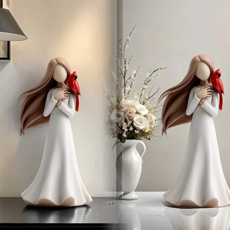 

Resin Angel Bird Figurine Home Decor Handmade Craft Art Piece for Desk Shelf Decoration Cabinet Display Collection Gift Home De
