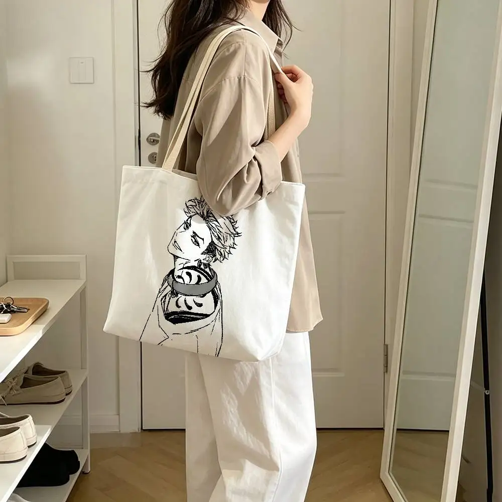 Anime G-GachiakutaS Enjin Print Canvas Tote Bag Handbag For Daily School Commute Casual Shoulder Bag
