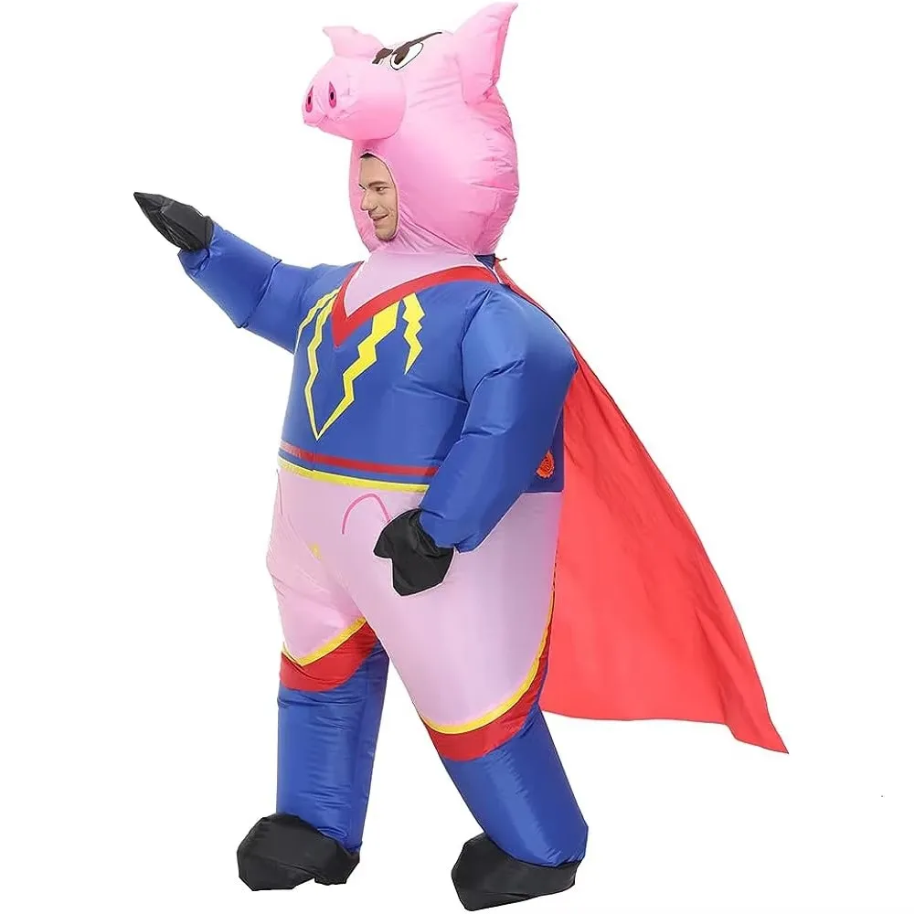 JASHKE Inflatable Pig Costume Super Hero Pig Costumes Halloween Costumes for Adult