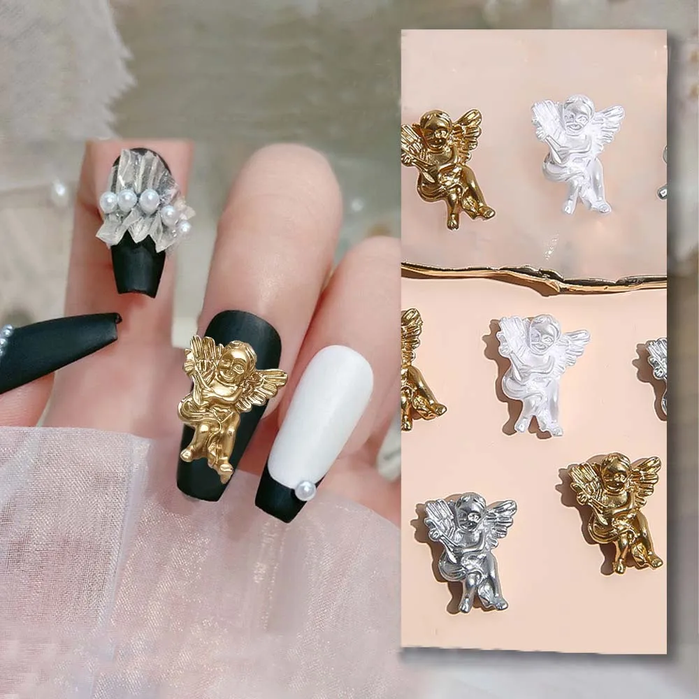 

20pcs Retro Baroque Relief Angel Nail Art Charm 3D Acrylic Gold/Slver/White Angel Nail Decoration DIY Luxury Nail Accessories