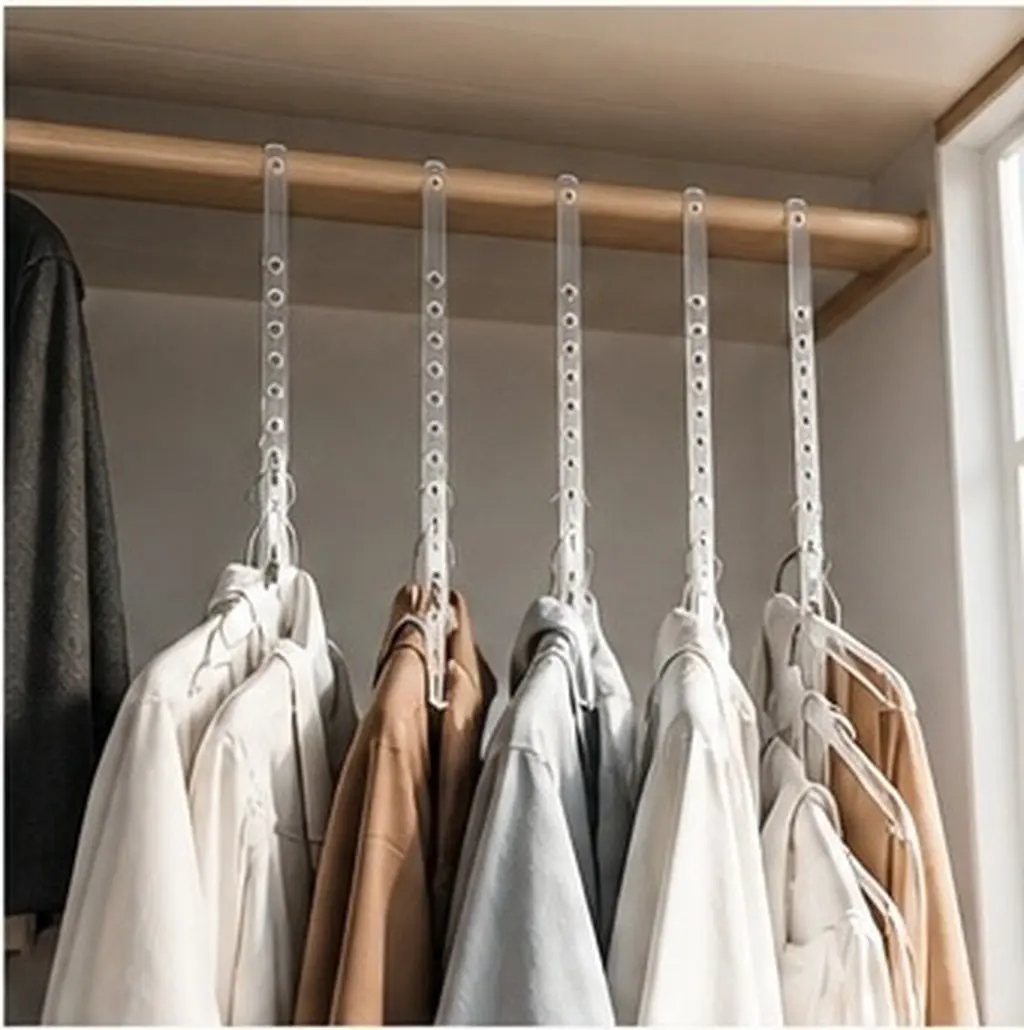20 Pcs Coat Hanger Connection Strip Closet Rack Clothes Connector Strips with Hole