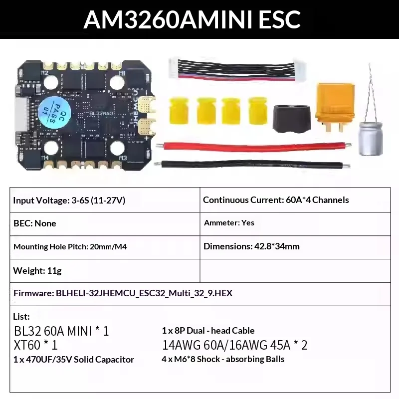 JHEMCU F745 F7 Flight Controller Stack AM32 45A 60A 4in1 ESC Mini 3-6S FPV Freestyle Racing Drone