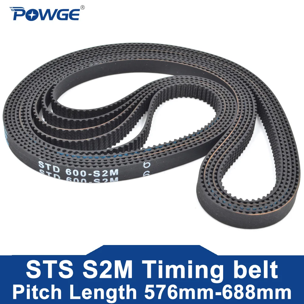 

POWGE STS S2M Timing belt Lp=576 580 584 586 590 594 600 604 606 610 614 616 630 634 638 648 660 666 672 688 width 4-20mm Rubber