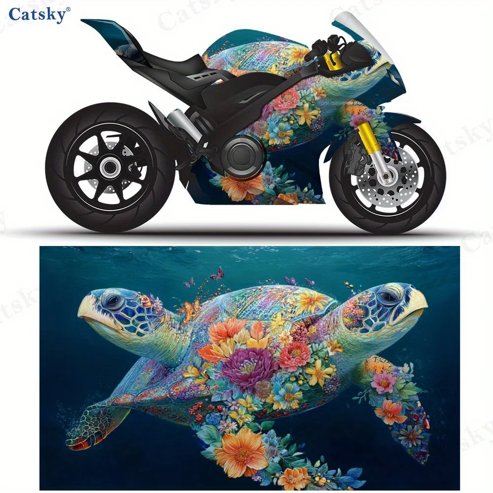 

Элегантные мотоциклетные пленки с цветочной черепахой, ПВХ-пленки для настройки мотоцикла, прочные клейкие наклейки