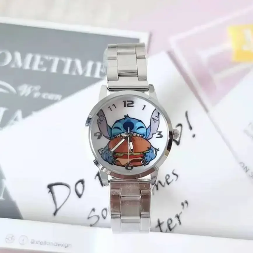 Miniso Anime Cartoon Disney Stitch Orologio da adulto al quarzo rotondo impermeabile in acciaio inossidabile Ragazzi Ragazze Studenti Guarda regali di compleanno