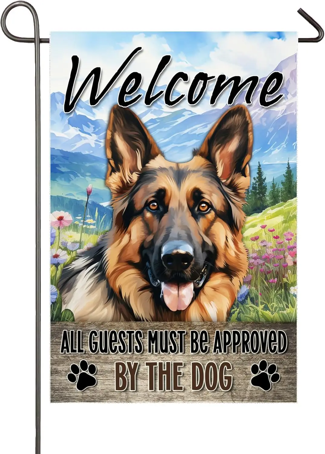 German Shepherd Garden Flag All Visitors Must Be Approved By The Dog Funny Yard Flags for Outside 12x18 Inch Double Sided Fr hhz