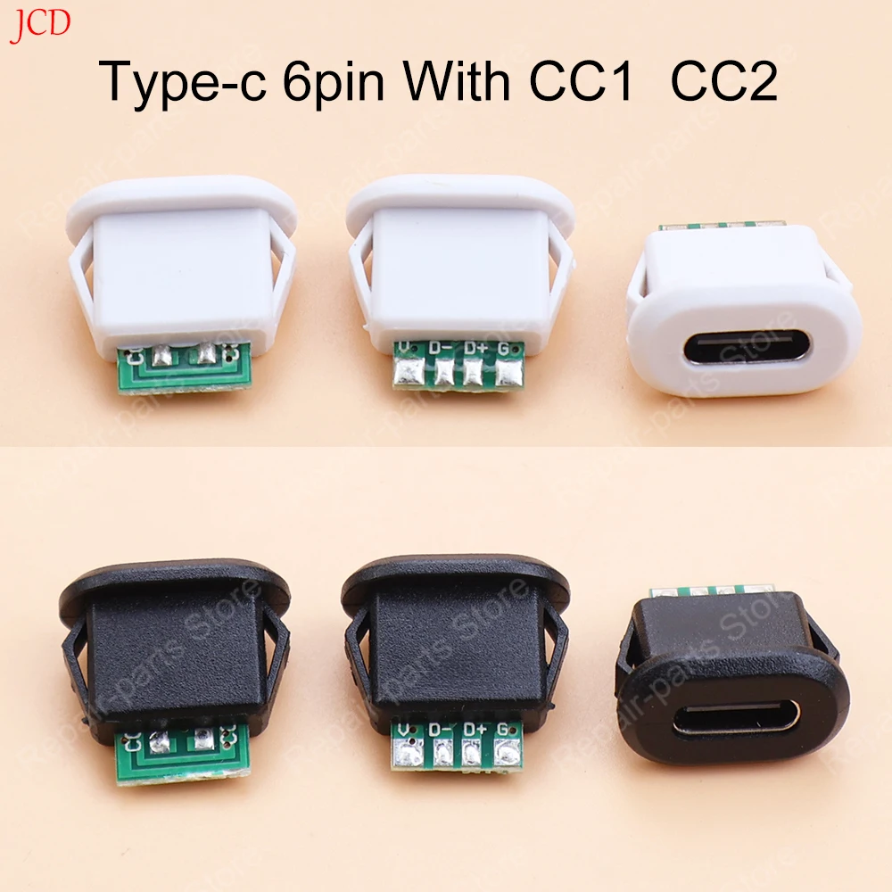 JCD 5A 6pin USB-C Type 20V Waterproof USB Connector Direct Compression Female Base Socket Charging Interface Tail Plug Interface
