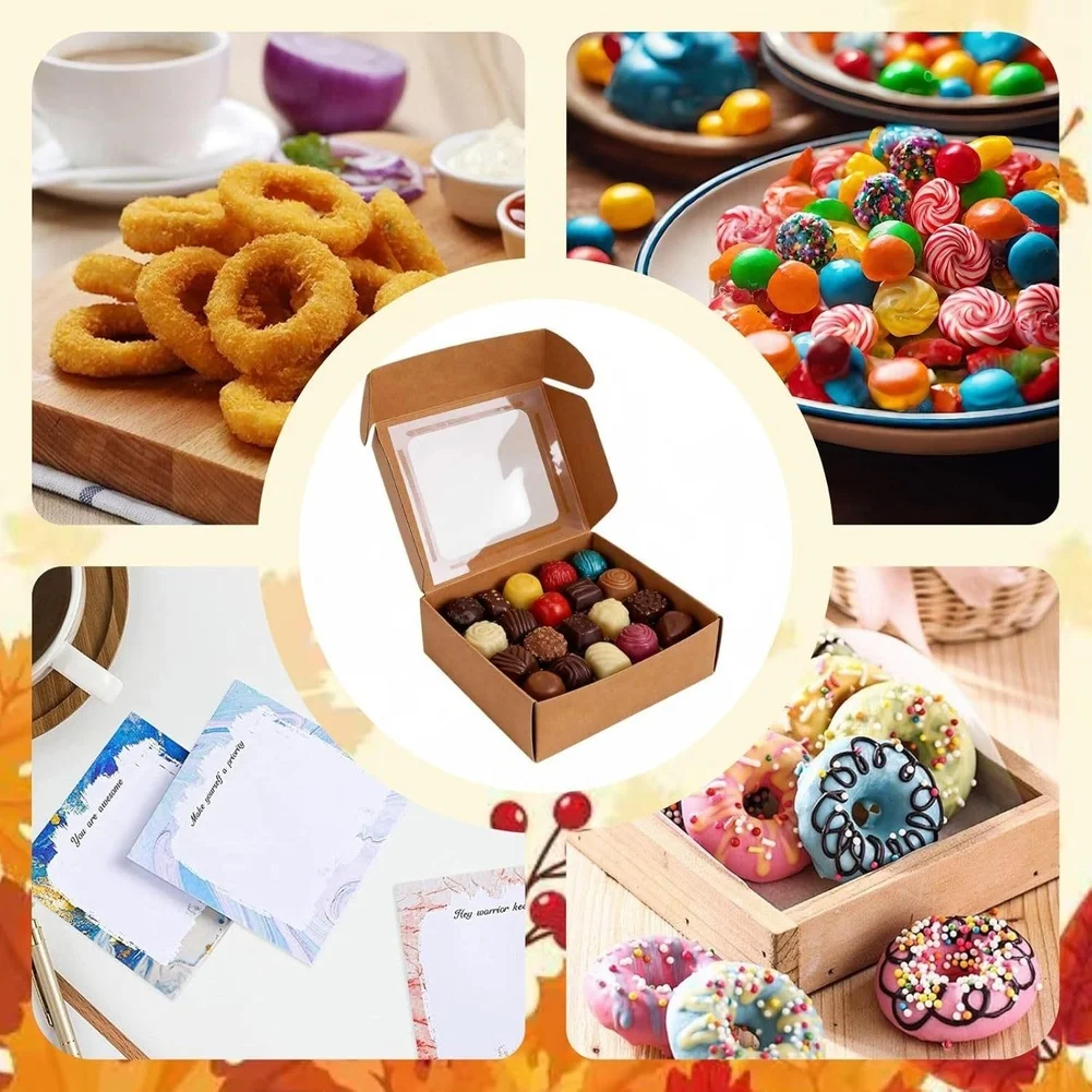 Paper Cardboard Candy Box 95x95x35mm Recycled Material Window Gifts Wrap Party Dessert Favor Kit With Stickers