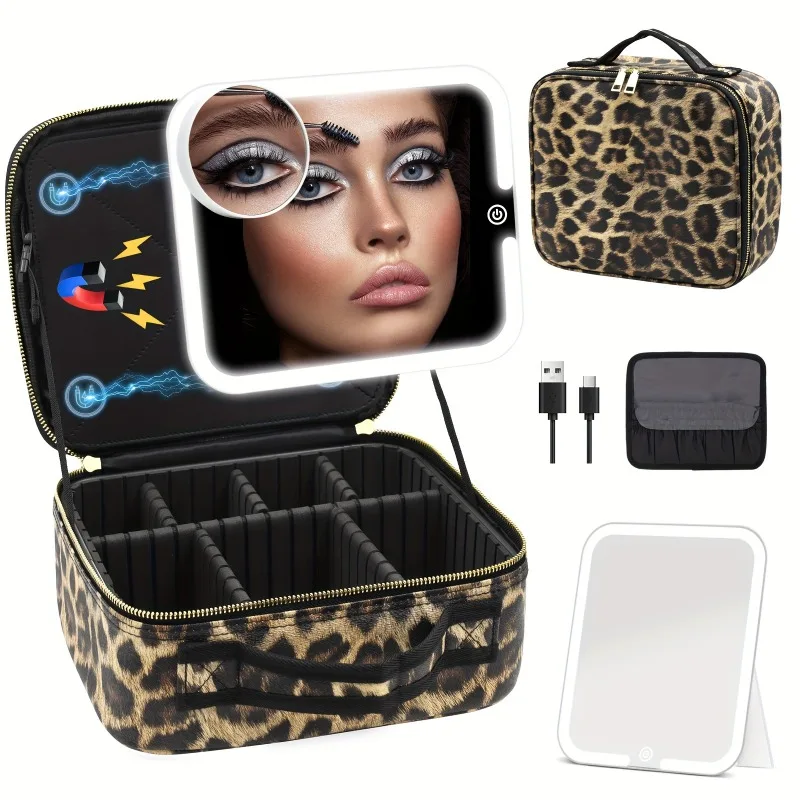 Border Storage Travel Portable Cosmetic Case INS Style Face Value Large Capacity High-Grade Led Cosmetic Bag with Light Mirror