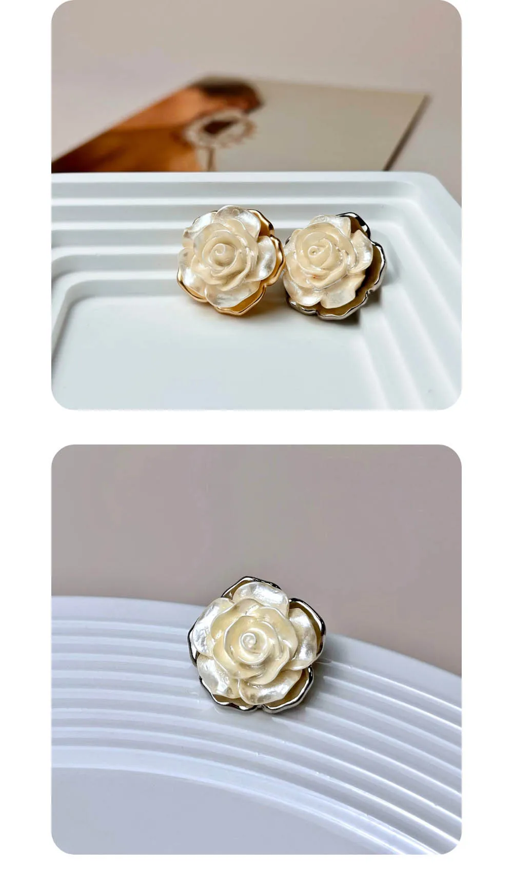 10 Stück Metallknöpfe zum Nähen, Kleidungszubehör, DIY-Handwerk, dreidimensionale Rosen-Dekorationsknöpfe, Knöpfe in Blumenform, 18 mm/23 mm – Detail 5