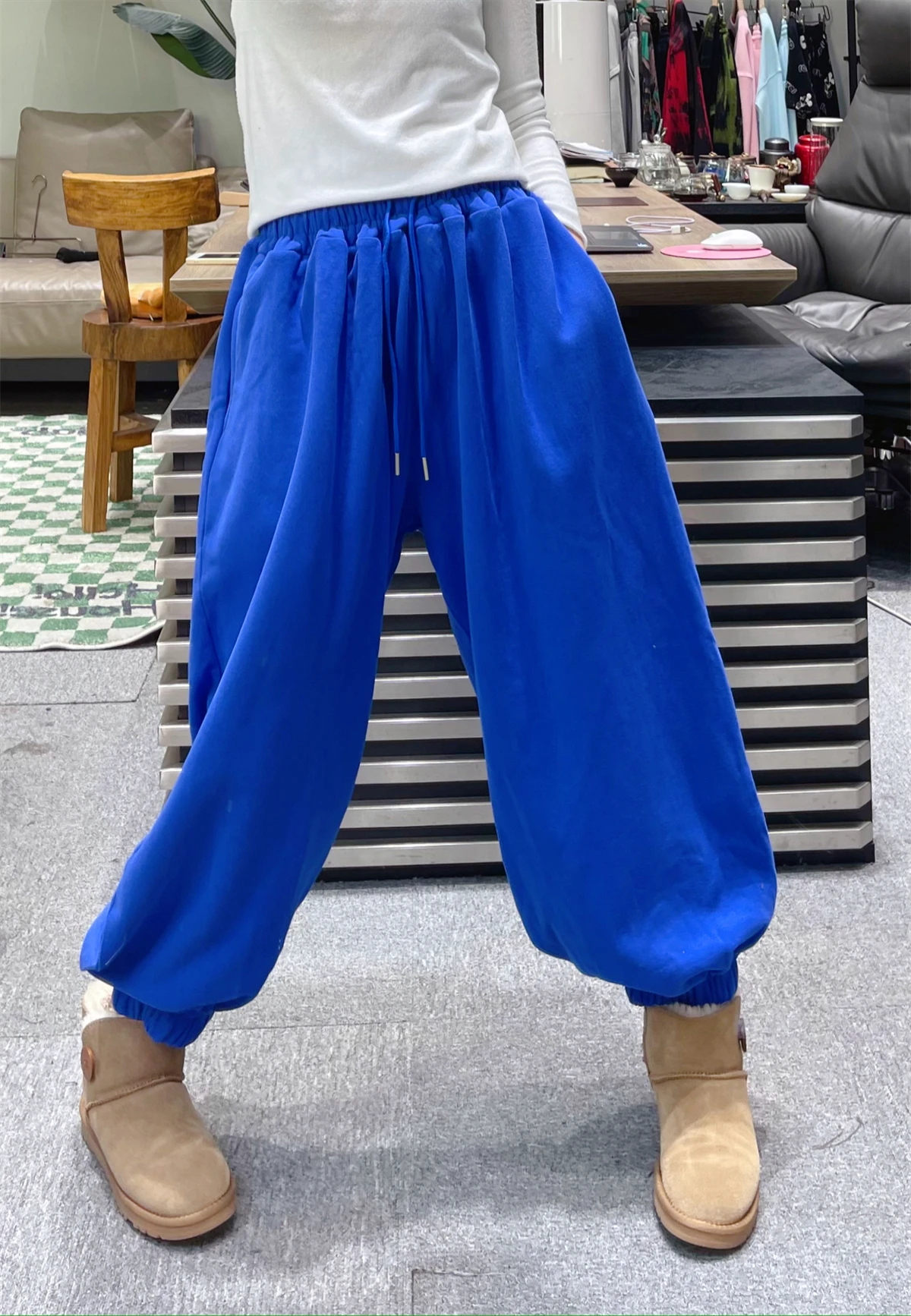 شتاء جديد عالية الخصر الرياضة عداء ببطء سراويل تقليدية فضفاضة فانوس سراويلي حريمي النساء الصوف Sweatpants السراويل العصرية النساء #6