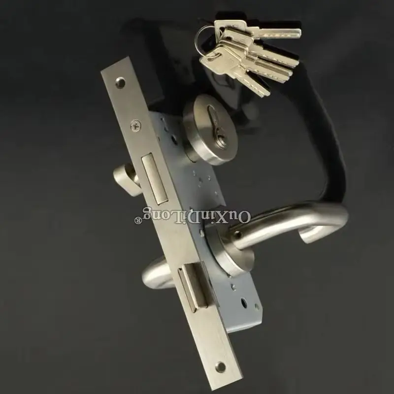 

European Mortise Door Lock Passage Entrance Fire Proof Door Lock Door Handle+5072/5572/6072 Lock body+70/75/85 Lock Cylinder+Key