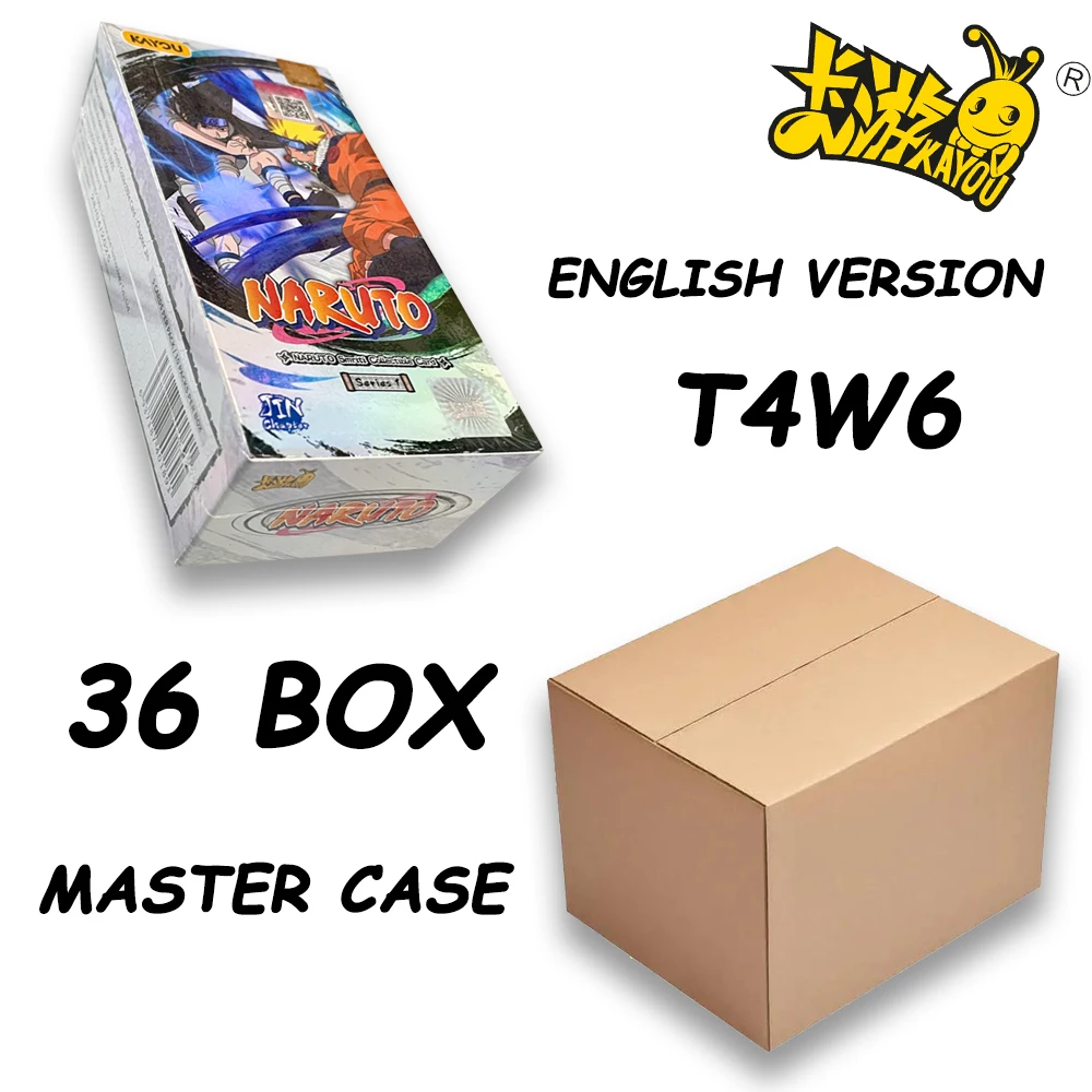 Groothandel KAYOU Naruto Card T4W7 Master Case 18 Box Engels Smriti Collectible Card Jin Hoofdstuk Sasuke Anime Game Cadeau voor kinderen