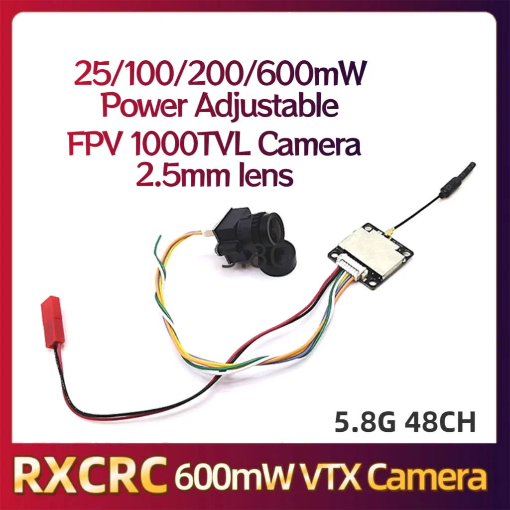 RXC 5.8G 600mW Power VTX Transmitter 1000TVL 2.5mm lens Camera and FPV OTG Receiver suit for RC FPV Long Range Fixed-wing Drones