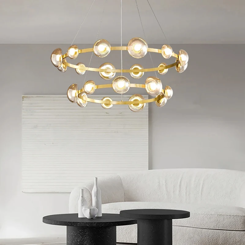 Modern Italy Minimal Deco Idea Circle and Line Art Chandeliers Lustres LED Hanging Lamp for Ceiling Home Decor for Living Room