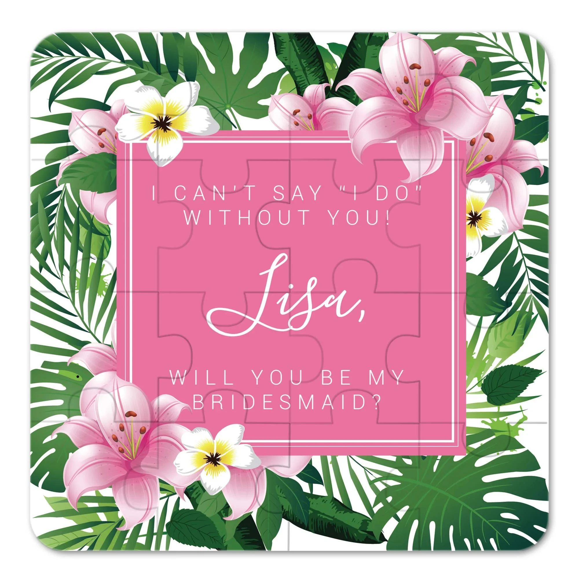 

Персонализированные головоломки 16*16 см, красивые пазлы на заказ, розовые свадебные приглашения, забавные пляжные головоломки, 3*5 = 15 шт. головоломки, идея свадебного подарка