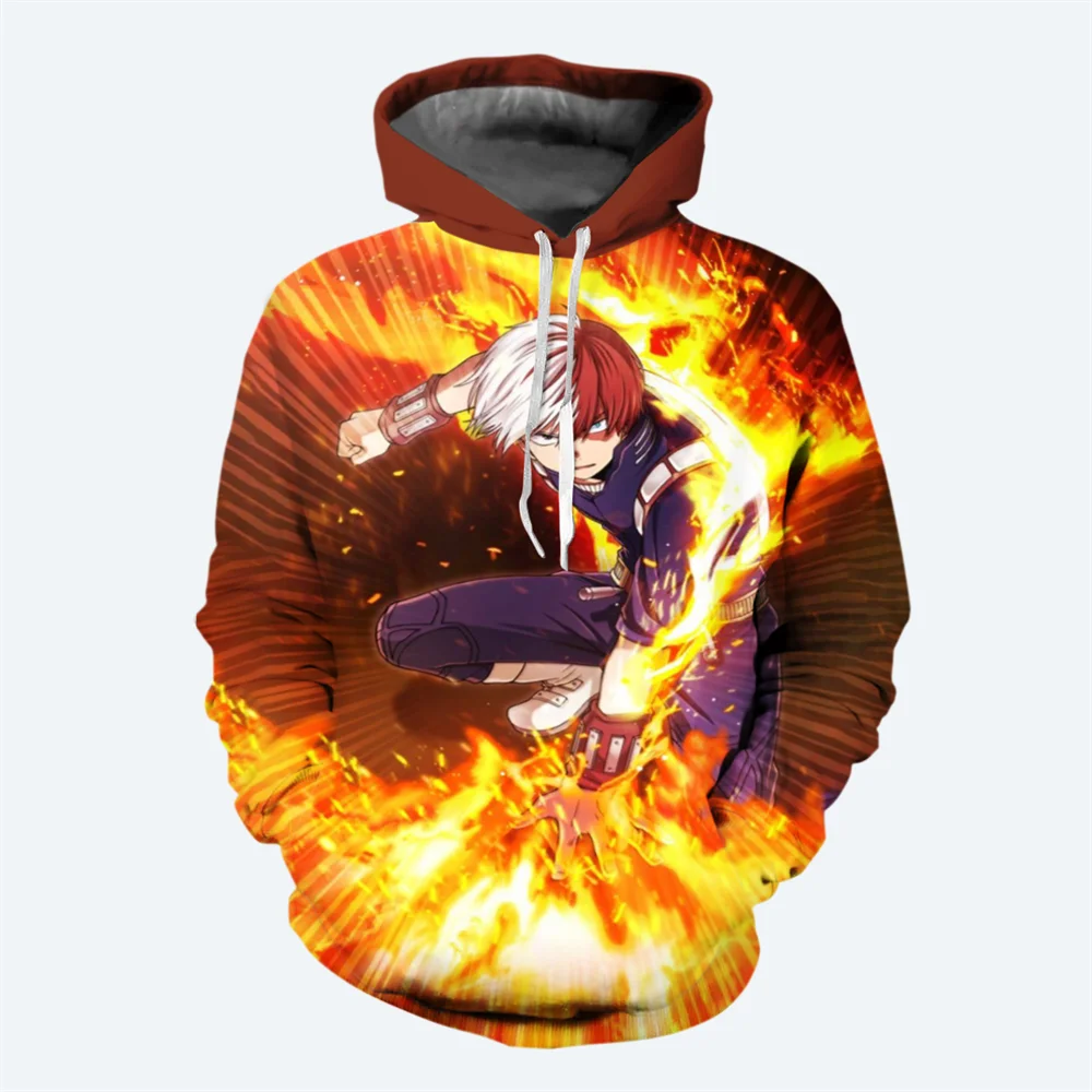 Felpa con cappuccio da uomo New Winter Anime stampata in 3D Felpa con stampa My Hero Academia Felpa con cappuccio da uomo casual stile hip-hop da strada