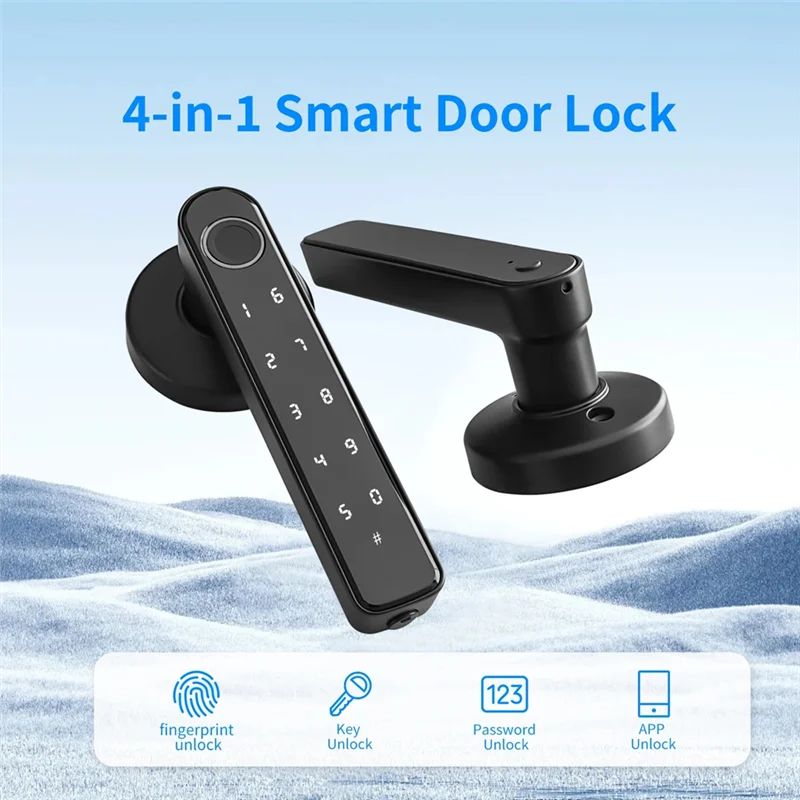 AA84 Tuya Bluetooth Biometric Electronic Lock App Controlled Fingerprint Password Smart Intelligent Door Handle Home Security Sy