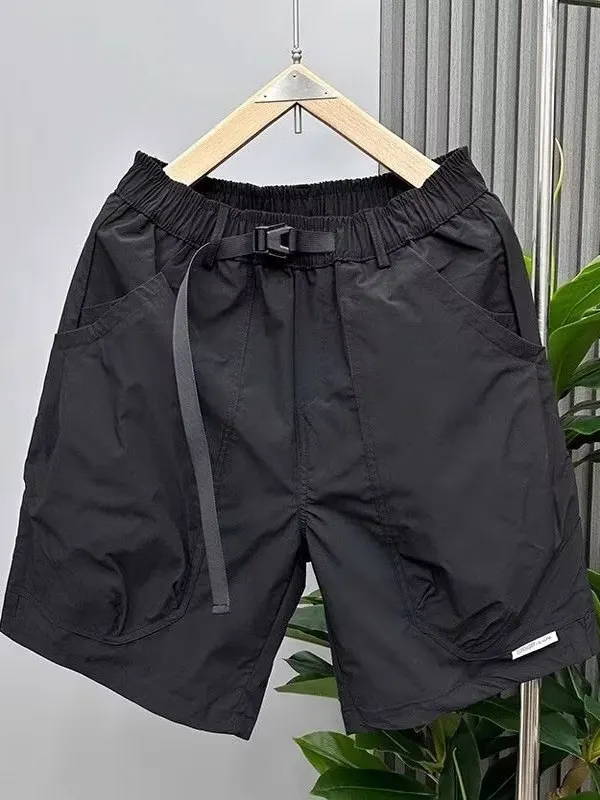 กางเกงทำงานสไตล์ญี่ปุ่นสำหรับผู้ชาย ทรงหลวม ใส่สบาย เหมาะกับฤดูร้อน ทรงขาตรง แห้งเร็ว ความยาวห้าส่วน สไตล์เกาหลี