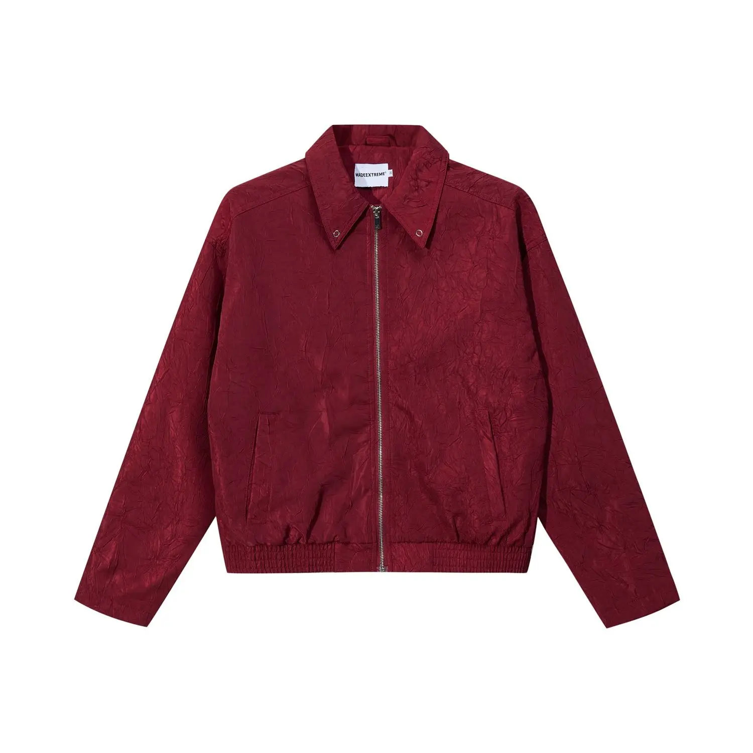 Herbst neue amerikanische Vintage Plissee Design Arbeits kleidung rote Bomber jacken für Männer High Street lose Reiß verschluss Revers kurze Mäntel Männer