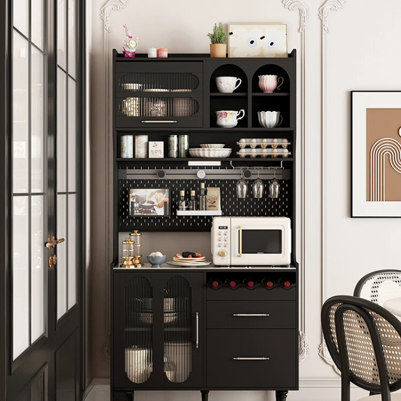 

American retro black sideboard large-capacity restaurant coffee cabinet multifunctional tea cabinet lockers against the wall