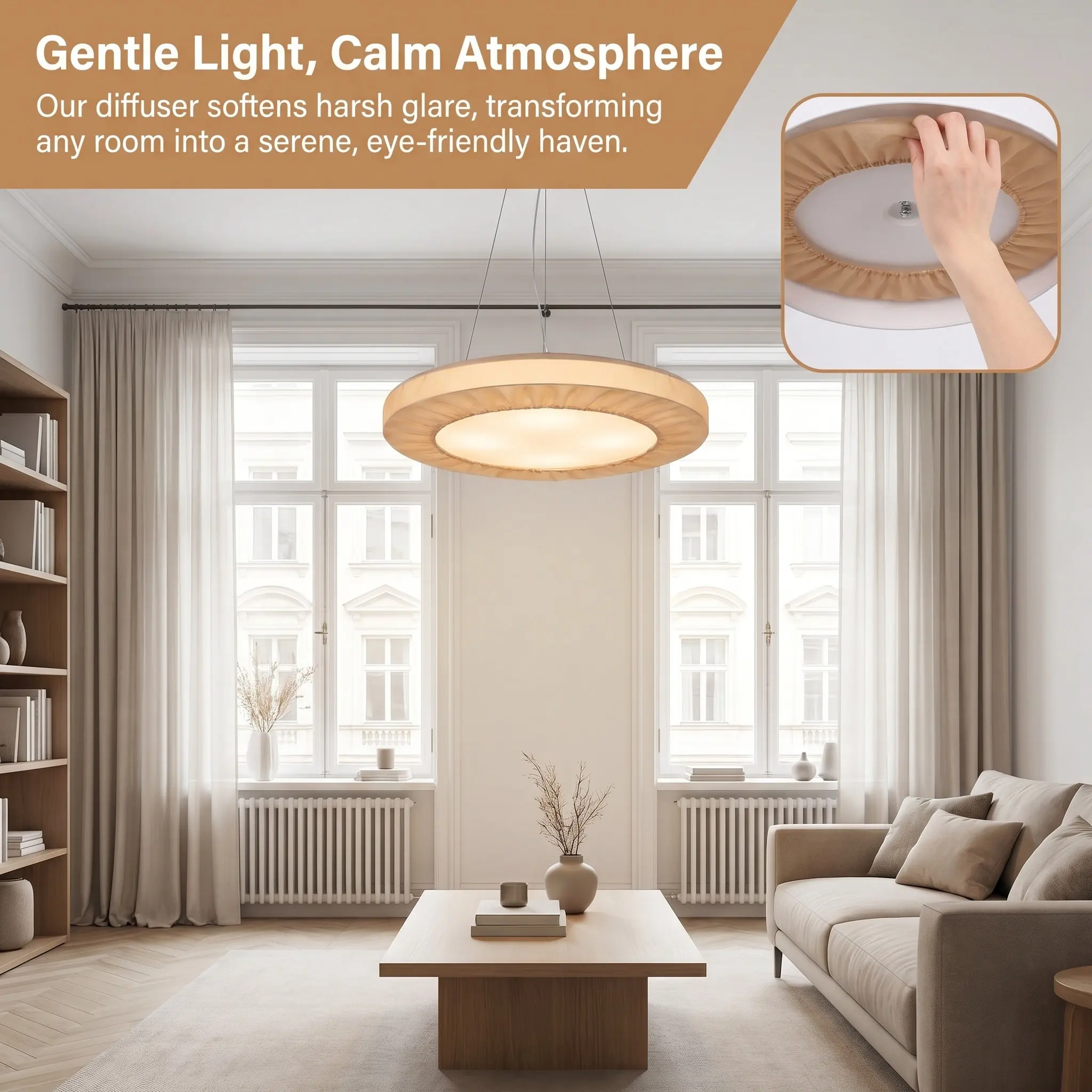 Lamp Shade Diffuser Anti-Glare Pendant Light Barrier Lamp Cover Easy Install Living Room Bedroom Hotel Lighting Accessory