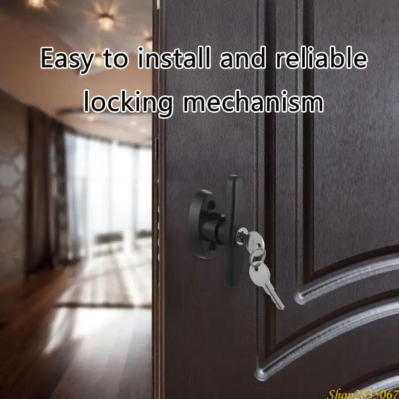 مجموعة قفل بمقبض طويل مع جذع ومفاتيح وقفل مقبض أسود شديد التحمل ومفاتيح قفل أمان للهياكل المختلفة 831F #5