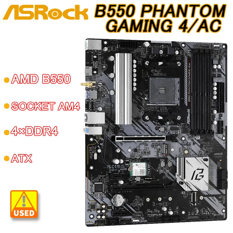 

B550 Motherboard ASROCK B550 PHANTOM GAMING 4/AC Motherboard Socket AM4 DDR4 128GB M.2 support Ryzen 5 5600 5700X PRO 3200G cpu