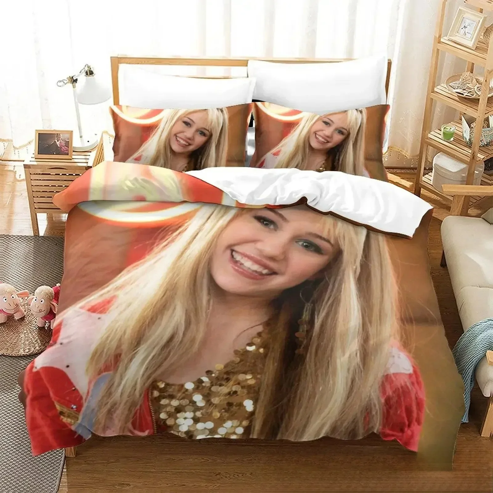 3D Print Hannah Montana Bedding Set For Bedroom Soft Modern Bedspreads Comefortable Kids Duvet Cover Quilt Cover And Pillowcase