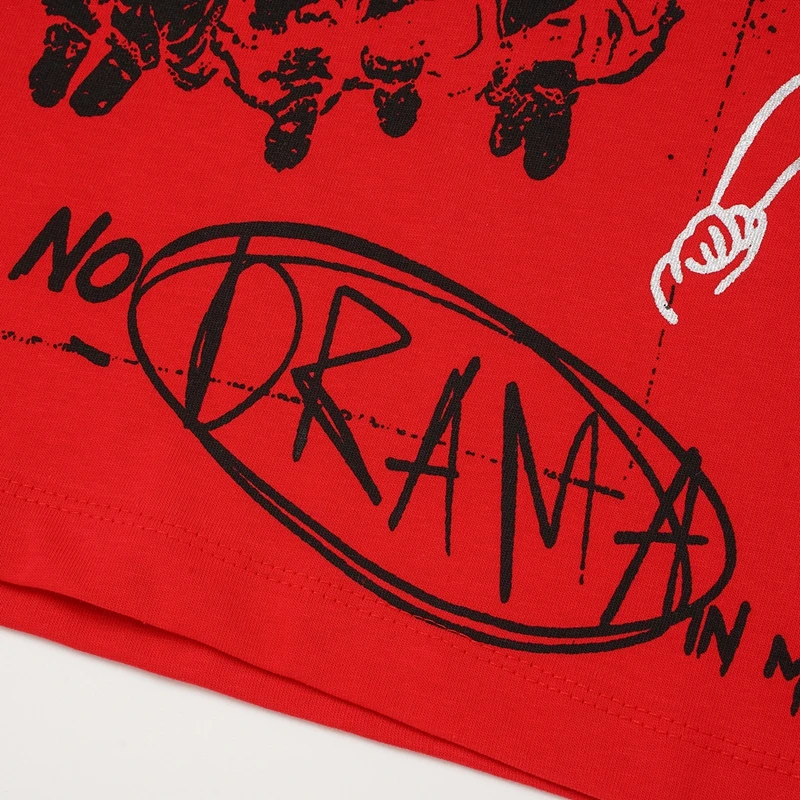 High-Street-Punk-Graffiti-Engel-Print T-Shirts für Männer, Übergroße Rote Kurzarm-Grafik-Tops, Lässige Kleidung aus Baumwolle für den Sommer – Detail 9