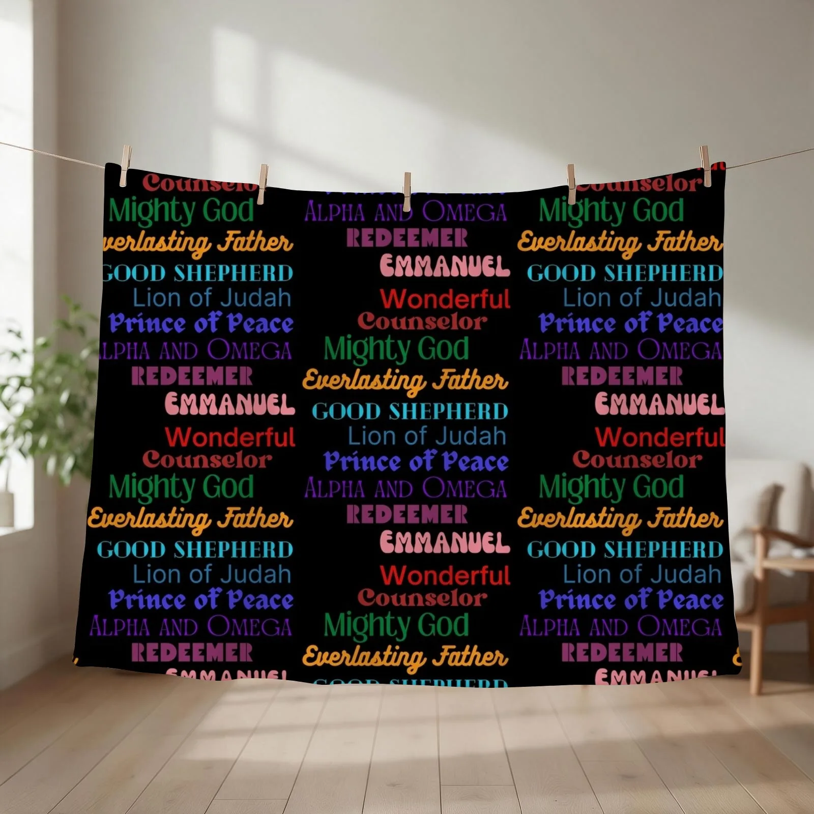 Names of Jesus: Wonderful, Counselor, Mighty God, Redeemer! Throw Blanket Multi-Purpose Furrys Soft Big Kid'S Blankets
